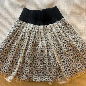 Black and White Lace and Tulle Skirt